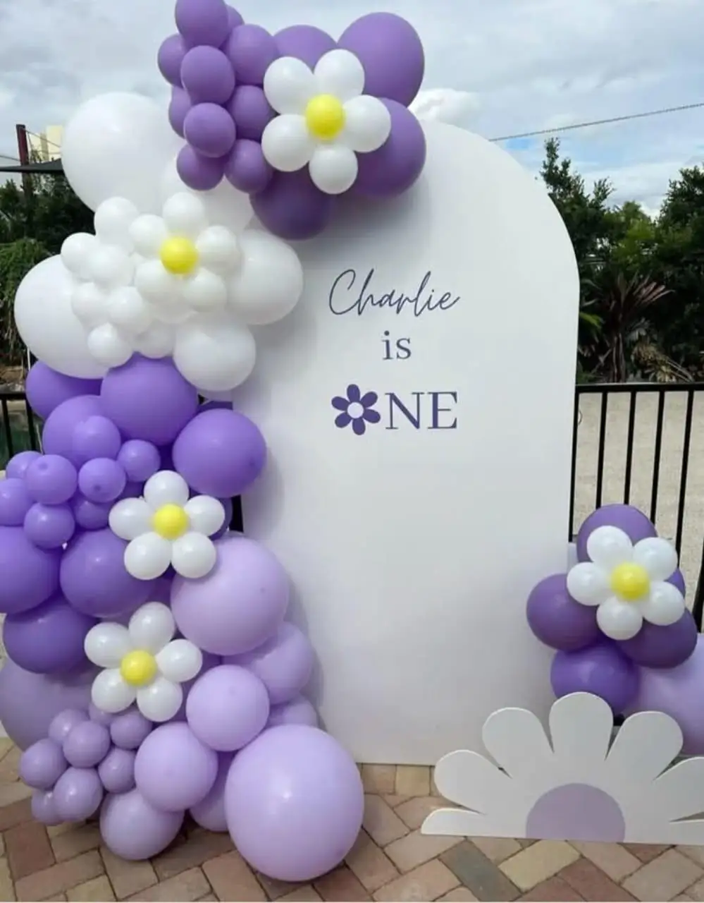 Purple and White Birthday Decor Balloon